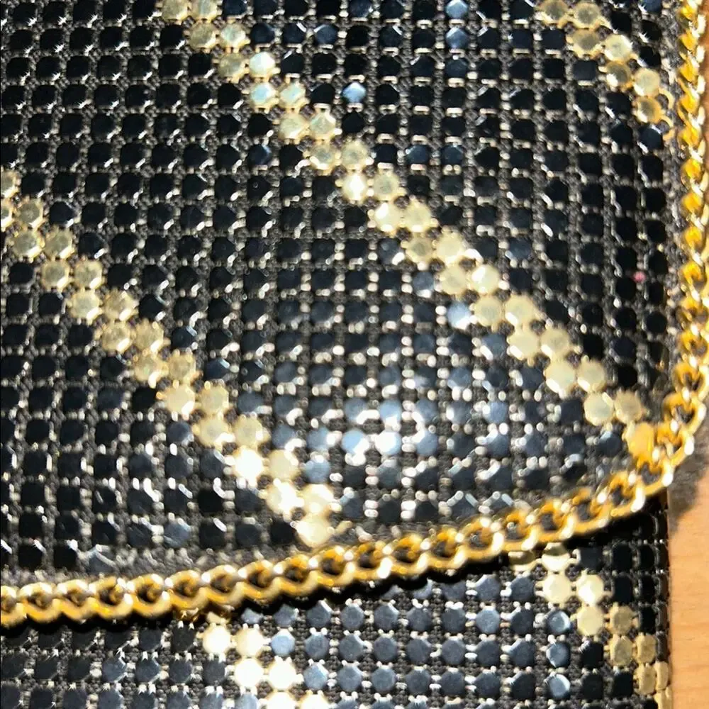 Vintage Black & Gold Glitter Stripe Evening Crossbody – Sparkly Party Purse